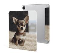iPad Pro 2020、2021、2022 Case 12.9 Inch with Pencil Holder Cute Chihuahua Trifold Stand Protective Slim Back Shell Auto Wake Sleep