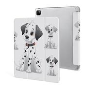 iPad Pro 2020、2021、2022 Case 12.9 Inch with Pencil Holder Cute Dalmatian Trifold Stand Protective Slim Back Shell Auto Wake Sleep