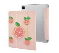 iPad Pro 2020、2021、2022 Case 12.9 Inch with Pencil Holder Cute Grapefruit Trifold Stand Protective Slim Back Shell Auto Wake Sleep