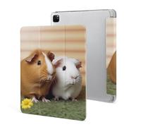 iPad Pro 2020、2021、2022 Case 12.9 Inch with Pencil Holder Cute Guinea Pig Trifold Stand Protective Slim Back Shell Auto Wake Sleep