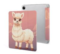 iPad Pro 2020、2021、2022 Case 12.9 Inch with Pencil Holder Cute Llama Trifold Stand Protective Slim Back Shell Auto Wake Sleep