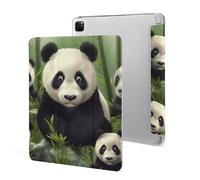 iPad Pro 2020、2021、2022 Case 12.9 Inch with Pencil Holder Cute Panda Trifold Stand Protective Slim Back Shell Auto Wake Sleep