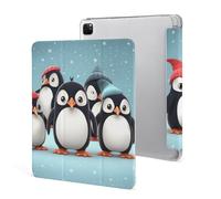 iPad Pro 2020、2021、2022 Case 12.9 Inch with Pencil Holder Cute Penguins Trifold Stand Protective Slim Back Shell Auto Wake Sleep