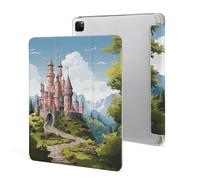 iPad Pro 2020、2021、2022 Case 12.9 Inch with Pencil Holder Fairy Tale Castle Trifold Stand Protective Slim Back Shell Auto Wake Sleep