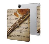 iPad Pro 2020、2021、2022 Case 12.9 Inch with Pencil Holder Flute Music Trifold Stand Protective Slim Back Shell Auto Wake Sleep