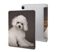 iPad Pro 2020、2021、2022 Case 12.9 Inch with Pencil Holder French Poodle Trifold Stand Protective Slim Back Shell Auto Wake Sleep