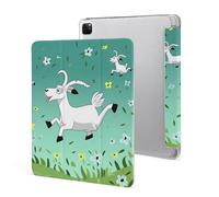 iPad Pro 2020、2021、2022 Case 12.9 Inch with Pencil Holder Goat Frolic Trifold Stand Protective Slim Back Shell Auto Wake Sleep