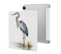 iPad Pro 2020、2021、2022 Case 12.9 Inch with Pencil Holder Long-beaked Heron Trifold Stand Protective Slim Back Shell Auto Wake Sleep