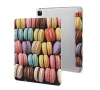 iPad Pro 2020、2021、2022 Case 12.9 Inch with Pencil Holder Macaron Biscuit Flavored Pastries Trifold Stand Protective Slim Back Shell Auto Wake Sleep