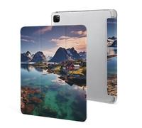 iPad Pro 2020、2021、2022 Case 12.9 Inch with Pencil Holder Norway Islands Trifold Stand Protective Slim Back Shell Auto Wake Sleep