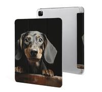 iPad Pro 2020、2021、2022 Case 12.9 Inch with Pencil Holder Pad Dachshund Trifold Stand Protective Slim Back Shell Auto Wake Sleep