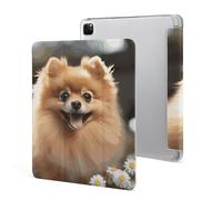 iPad Pro 2020、2021、2022 Case 12.9 Inch with Pencil Holder Pomeranian Dog Trifold Stand Protective Slim Back Shell Auto Wake Sleep