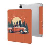 iPad Pro 2020、2021、2022 Case 12.9 Inch with Pencil Holder Red Pickup Truck Carrying Trifold Stand Protective Slim Back Shell Auto Wake Sleep