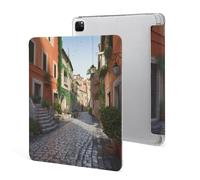 iPad Pro 2020、2021、2022 Case 12.9 Inch with Pencil Holder Street of Italy Trifold Stand Protective Slim Back Shell Auto Wake Sleep