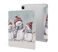 iPad Pro 2020、2021、2022 Case 12.9 Inch with Pencil Holder Winter Snowman Trifold Stand Protective Slim Back Shell Auto Wake Sleep