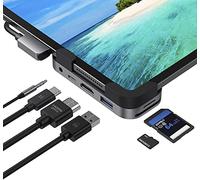 iPad Pro USB C Hub Adapter 6-in-1 for 2018-2020 12.9/11 Inch Models - Dongle With 4K HDMI, USB 3.0, PD Charging, SD/TF, 3.5mm Headphone Jack