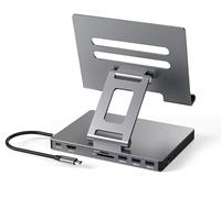 iPad Pro USB C Hub, Adapter for iPad Pro M4 M2 M1 13 12.9 11 Inch iPad Air Docking Station Foldable with 4K 60Hz HDMI, PD Charging, SD/TF Card Reader, 3 USB 3.0, 3.5 mm Audio, iPad Dock stand