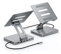 iPad Pro USB C Hub Stand, 10-in-1 Adapter for iPad Pro M4 M2 M1 iPad Air Docking Station 4K 60 Hz HDMI, PD, SD/TF Card Reader, USB 3.0, 3.5 mm Audio, RJ45 Ethernet, iPad Accessories Samsung Tablet.