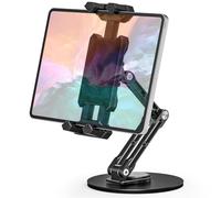 iPad Stand Holder, Tablet Desk Mount for Office, Kitchen, Bedroom, Heavy Duty Base, 360° Swivel, Adjustable, Foldable Tablet Clamp Mount for 4.7-13.5 inch Tablets iPad Pro/Air/Mini, Galaxy Tabs