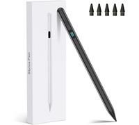 iPad Stylus Pencil(5 Extra Tips) with Magnetic Attachment,USB-C Faster Charge,Tilt Sensitivity Palm Rejection,Compatible with2018-2025 iPad ProM4/12.9/11,Air M3/M2/3/4/5,iPad6-11,Mini5/6/7Gen(Black)