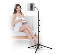 Ipad Tripod Stand, Gooseneck 65" Height Adjustable Floor Stand with 360° Rotating iPad Tripod Mount for iPhone,iPad pro,Kindle and All 4.5-12.9 Inch Tablet and Phone