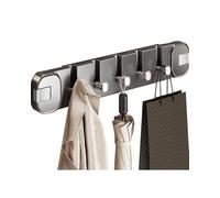 IPAGSEFWE Foldable Wall Hooks, Suction Cup Hook Wall-Mounted Folding Coat Rack with 5 Hooks White and Gray 2 Pcs(Gray,1PC)