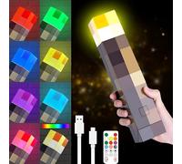 iPalamila 28cm Wall Flashlight Torch Night Light, Light-up Wall Torch, 8 Colours Flashlight, Rechargeable led, USB Rechargeable Bedside Lamp, Kids Gift (White)