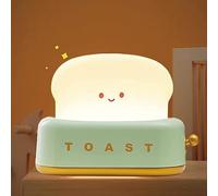 ipalmay Cute Bread Led Night Light,USB Rechargeable Toast Night Lamp,Home Night Light Bedside Sleep Lamp Desk Decor for Kids (Green Toast)