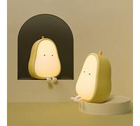 ipalmay Cute Pear - Shape Silicone Night Light, Home Lamp for Kids USB Rechargeable Lamp, ABS+PC, Bedroom Decoration Light 3 Colors Dimmable
