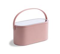 ipalmay Multifunationl Makeup Organizer Storage Box with Led Cosmetic Mirror and Removable LED Light, Portable Cosmetic Organiser for Women Girl Travelling, Pink