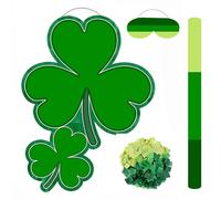 Ipalmay Shamrock Pinata - Lucky Green Clover Pinata with Blindfold and Bat for Spring Decor, St Patrick’s Day, Birthday, Cinco De Mayo Mexican Fiesta Events, Ireland National Day Irish Party Favors