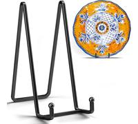 IPAME 4 Pack 10 Inch Large Plate Stands for Display - Metal Square Wire Plate Holder Display Stand + Picture Stand for Book, Platter, Plaque, Photo Easel