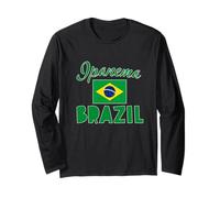 Ipanema Beach Rio with Flag of Brazil Long Sleeve T-Shirt