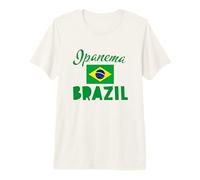 Ipanema Beach Rio with Flag of Brazil Premium T-Shirt
