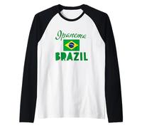 Ipanema Beach Rio with Flag of Brazil Raglan Baseball Tee
