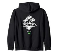 Ipanema Brazil Flag Palm Trees Rio de Janeiro Souvenir Zip Hoodie