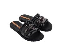Ipanema Women's Puffer Tiras Fem Slide Sandal, Black/Orange, 6 UK
