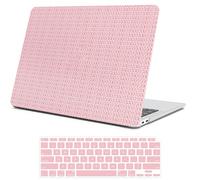 iPAPA Compatible with MacBook Air 13 inch Case 2022 2021 2020 2019 2018 Release M1 A2337 A1932 A2179 Touch ID, Elegant Woven Leather Hard Shell+ Keyboard Cover for MacBook Air 13.3 inch Case, Pink