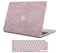 iPAPA Compatible with MacBook Air 13 inch Case 2025 2024 2023 2022 M4 M3 M2 A3240 A3113 A2681, Elegant Texture Leather Hard Shell Case+Keyboard Cover for MacBook Air 13.6 inch, Purple Embossed Floral