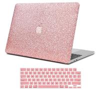 iPAPA Compatible with MacBook Air 15 inch Case 2025 2024 2023 M4 M3 M2 A3241 A3114 A2941, Glitter Smooth PU Leather Hard Shell Case+Keyboard Cover for MacBook Air 15.3 inch, Shining Rose Gold