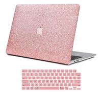 iPAPA Compatible with MacBook Pro 14 inch Case 2025 2024 2023 2022 2021 M4 M3 M2 M1 A3112 A3185 A3401 A2918 A2992 A2779 A2442, Glitter Smooth Leather Hard Shell Case+Keyboard Cover, Shining Rose Gold