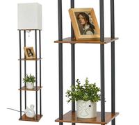 IPARTS EXPERT Floor Lamp with Shelf, Modern Standard Tall Standing Lamp 3 Tier Wood Shelves, 3 Color Temperatures Dimmable LED Reading Lamp for Living Room, Bedroom, Office (Rustic Brown)