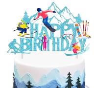 iPartyFun Skiing Happy Birthday Cake Topper