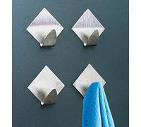 IPEA Adhesive Metal Hooks for Home, Bathroom and Kitchen - 4 Pieces - Adhesive Wall Hangers for Objects, Clothes Hangers, Towel Rack - Home Wall Hook - Metallic Colour