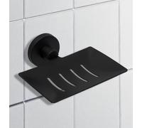 IPEA Black Metal Wall Sticker Soap Dish - No Drilling Required - Modern Design - Soap Holder for Wall Sticking in Bathroom, Shower, Kitchen, Home - Soap Holder or Sponge - Self Adhesive