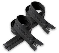 IPEA Black Zip 65cm Long - 2 Pack - Chain Size #5 - Divisible Zippers for Glare Sewing Furniture Jackets - Width 30mm - Black