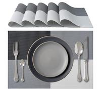 IPEA Elegant American Placemats 45 x 30 cm for Dinner, Lunch, Breakfast - 6 Units - Washable Placemats, Heat Resistant, Non-Slip, Stain Resistant for Kitchen and Dining Table - Grey