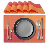 IPEA Elegant American Placemats 45 x 30 cm for Dinner, Lunch, Breakfast - 6 UNITS - Washable Placemats, Heat Resistant, Non-Slip, Stain Resistant for Kitchen and Dining Table - Orange