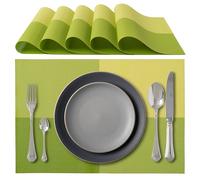 IPEA Elegant American Placemats 45 x 30 cm for Dinner, Lunch, Breakfast - 6 Units - Washable Placemats, Heat Resistant, Non-Slip, Stain Resistant for Kitchen and Dining Table - Green