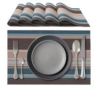 IPEA Elegant American Placemats 45 x 30 cm for Dinner, Lunch, Breakfast - 6 Units - Washable Placemats, Heat Resistant, Non-Slip, Stain Resistant for Kitchen and Dining Table - Striped